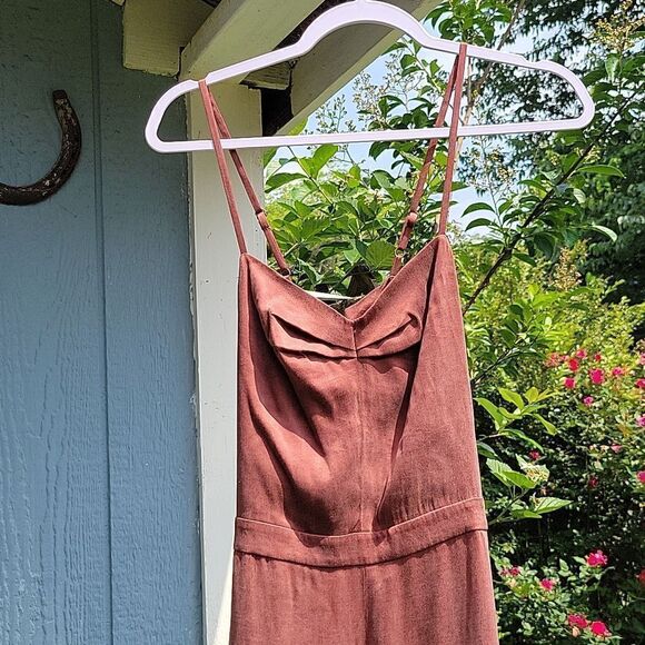 NWOT! $198 Chenara DODGE LARA Tie-up Strap Jumpsuit 100% Silk Rust color Sz 8 - Picture 4 of 11